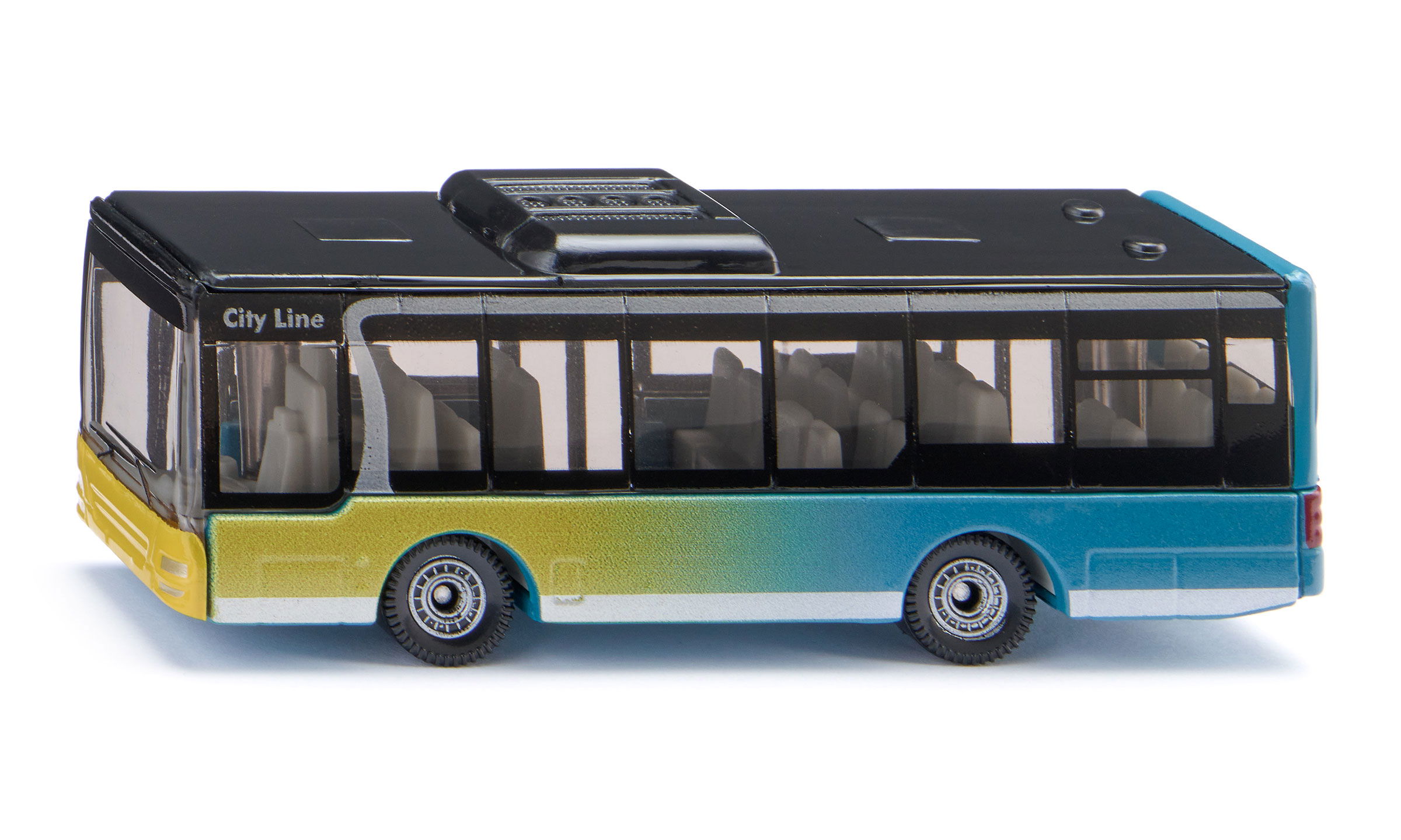Bunter Linienbus auf weißem Hintergrund