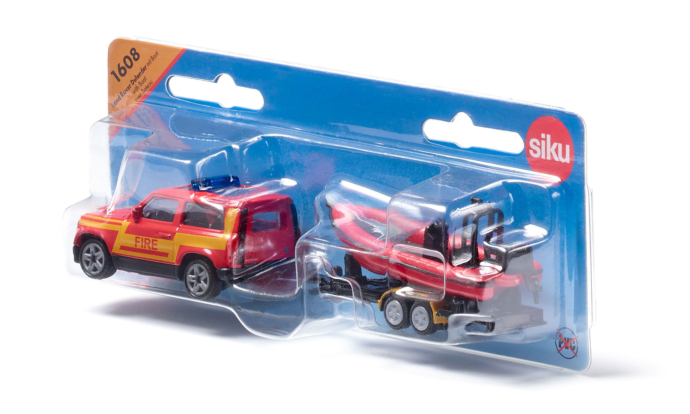 Land Rover Defender mit Boot in Verpackung