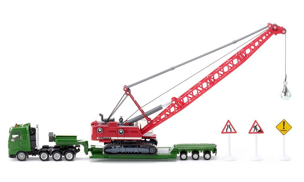 Heavy haulage transporter with cable excavator, wrecking ball
