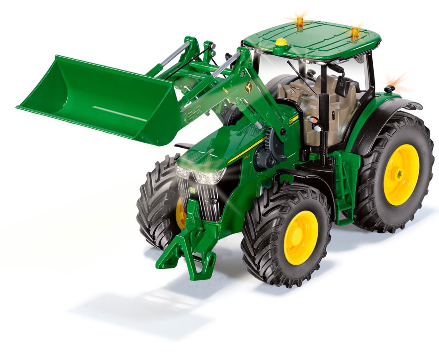 John Deere 7310R with front loader and Bluetooth app control