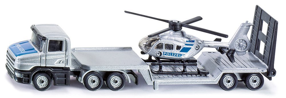 Low loader with helicopter