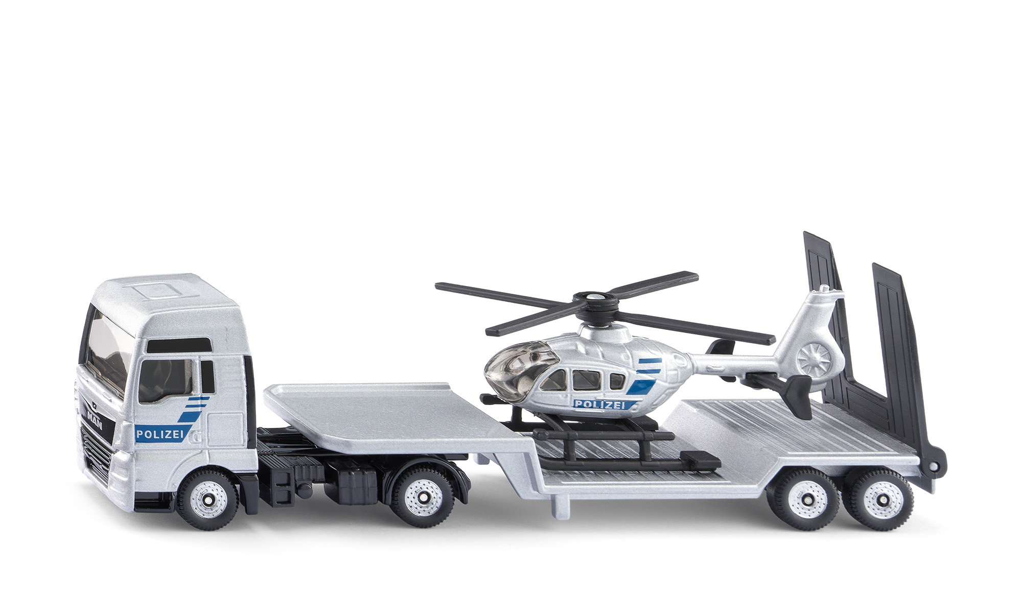 MAN Lkw mit Polizei-Helikopter