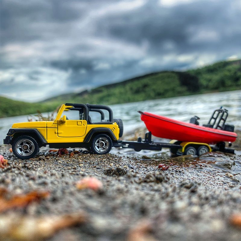 Jeep with boat