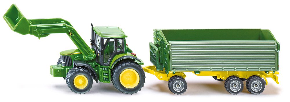 Siku John Deere mit Frontlader und Anhänger 10184300002