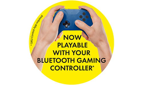 Gelber Sticker-Gaming Controller  mit Text "now playable with your bluetooth gaming controller"
