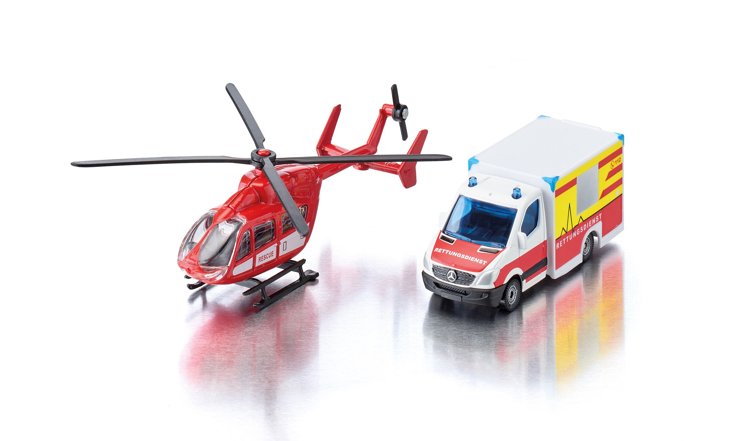 Mercedes-Benz Rettungswagen und Helikopter